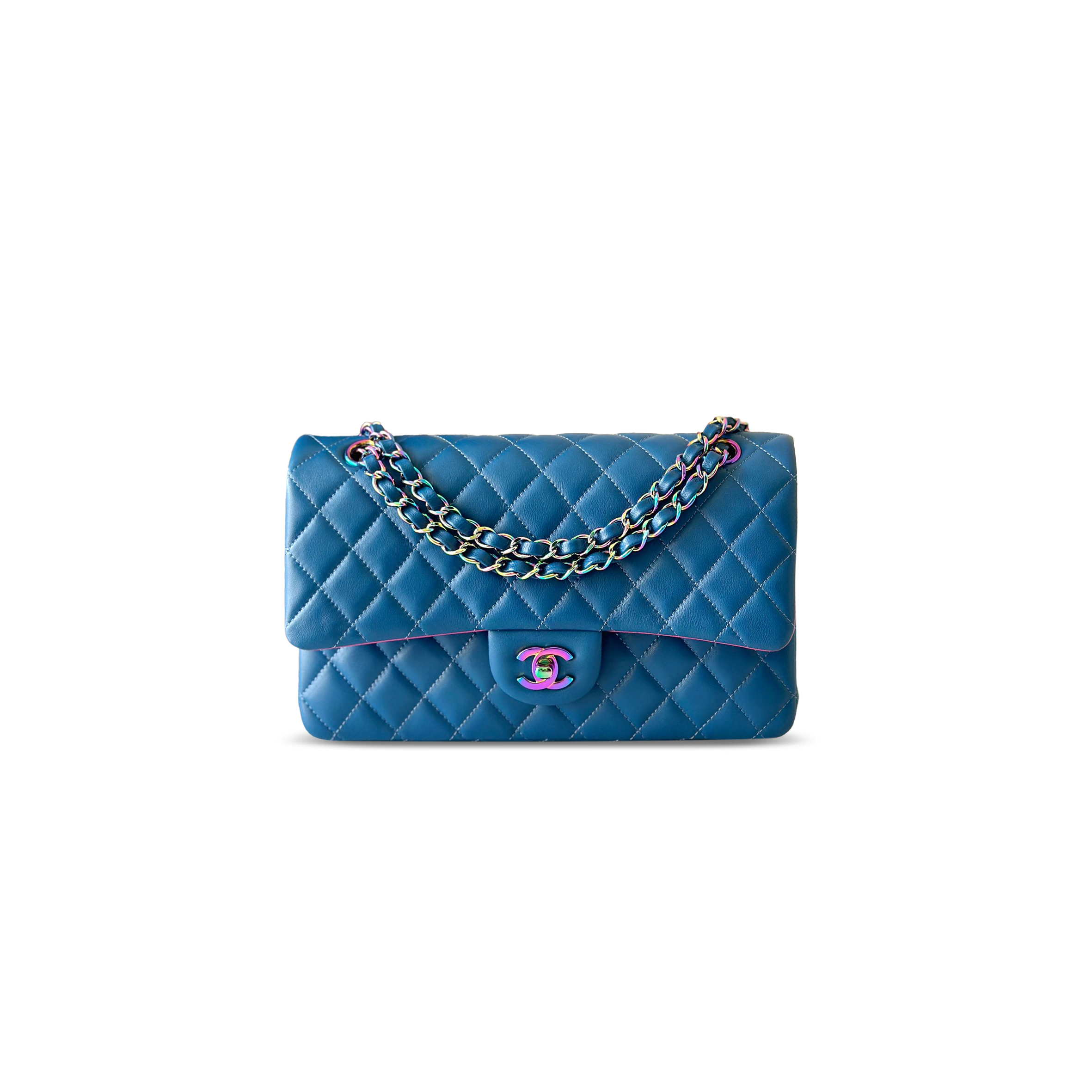 CHANEL MASTER RAINBOW CLASSIC MEDIUM DOUBLE FLAP BAG BULE A01112 (25*16*8cm)